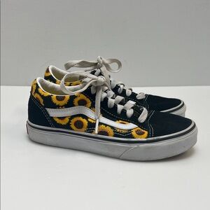 Vans Sunflower Old Skool Girls Size 2 Kids Classic Skate Shoe Back To School